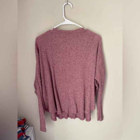 Out From Under Urban Outfitters Mauve Oversize Button Down Waffle Knit Sweater - Picture 8 of 8